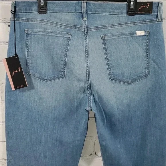 7 For All Mankind Jen 7 Slim Straight Leg Sculpting Jeans Medium Wash Size 16 - Picture 2 of 13